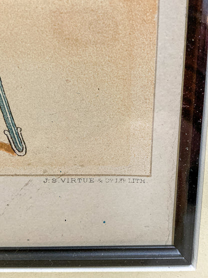 Antique J. S. Virtue "A Military Doctor" Print Framed Color Lithograph