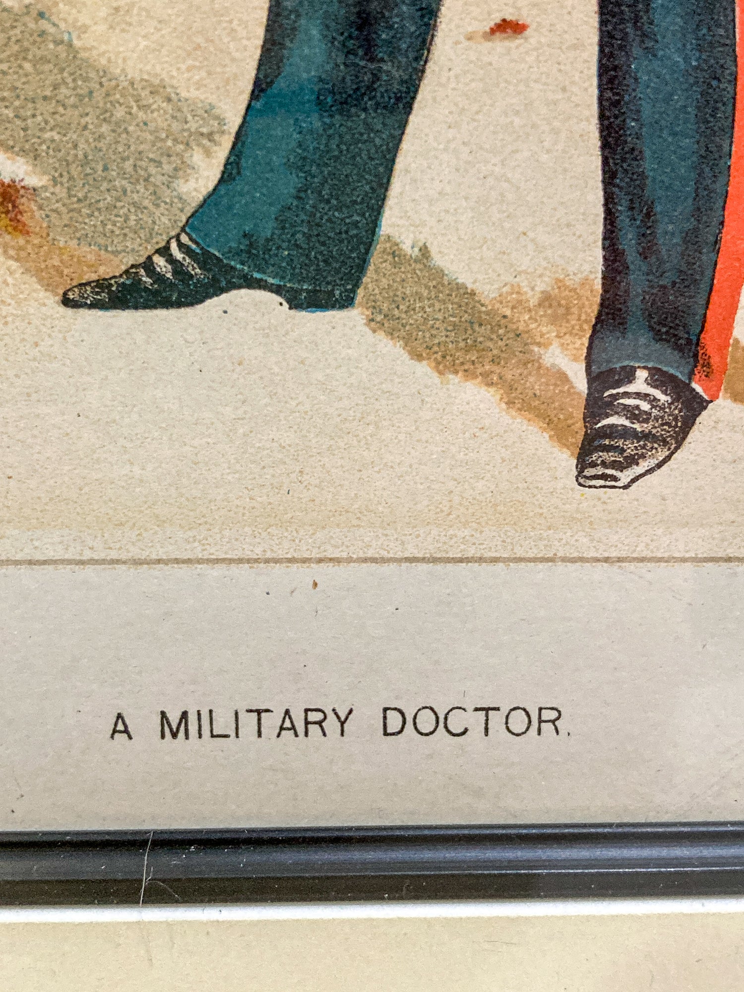 Antique J. S. Virtue "A Military Doctor" Print Framed Color Lithograph