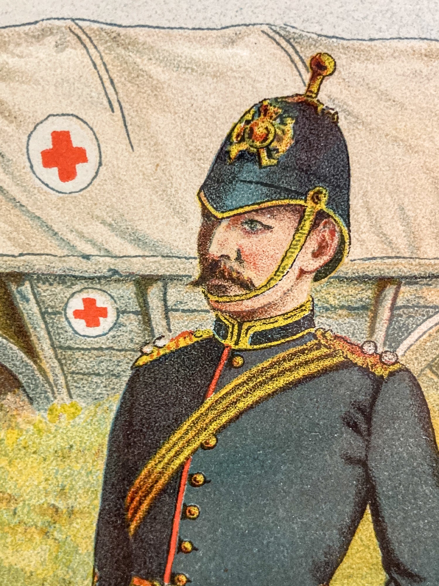 Antique J. S. Virtue "A Military Doctor" Print Framed Color Lithograph