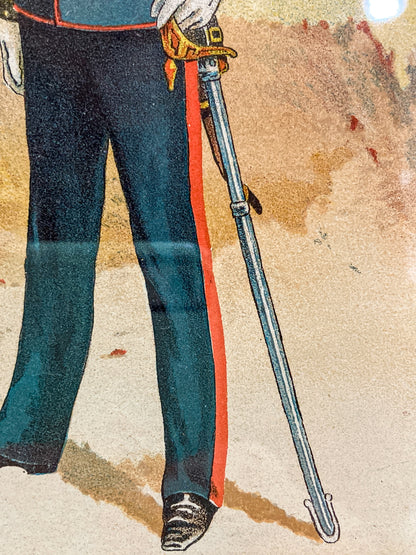 Antique J. S. Virtue "A Military Doctor" Print Framed Color Lithograph