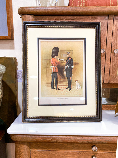 Antique J. S. Virtue "The Scots Guards" Military Print Framed Color Lithograph