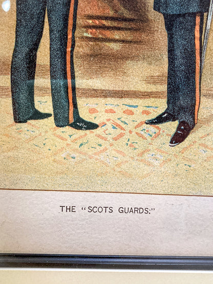Antique J. S. Virtue "The Scots Guards" Military Print Framed Color Lithograph