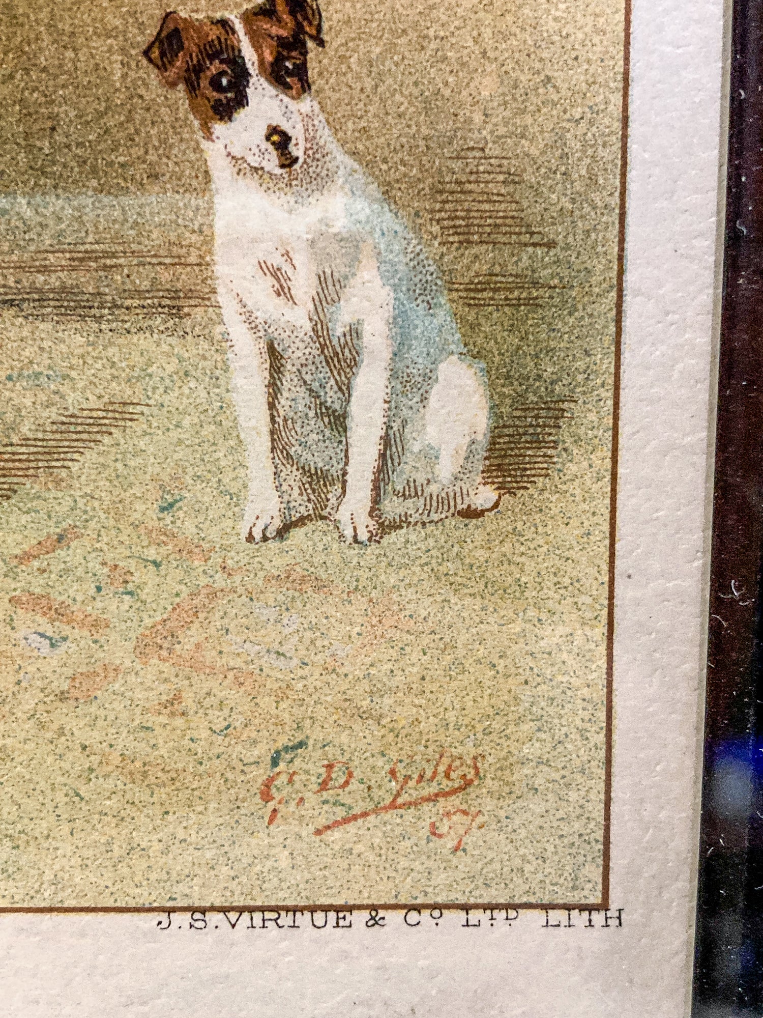 Antique J. S. Virtue "The Scots Guards" Military Print Framed Color Lithograph