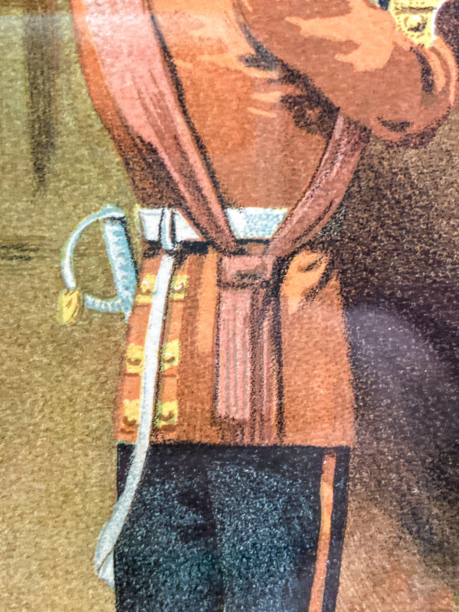 Antique J. S. Virtue "The Scots Guards" Military Print Framed Color Lithograph