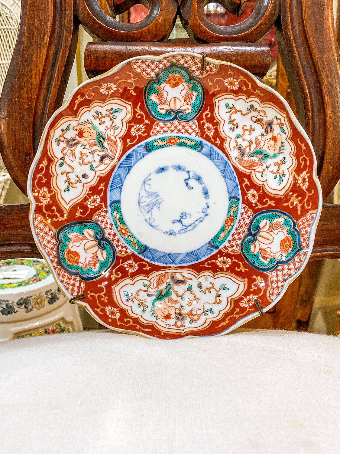 Antique Fuki Chosun Floral Multicolor Japanese Imari Meiji Porcelain Plate