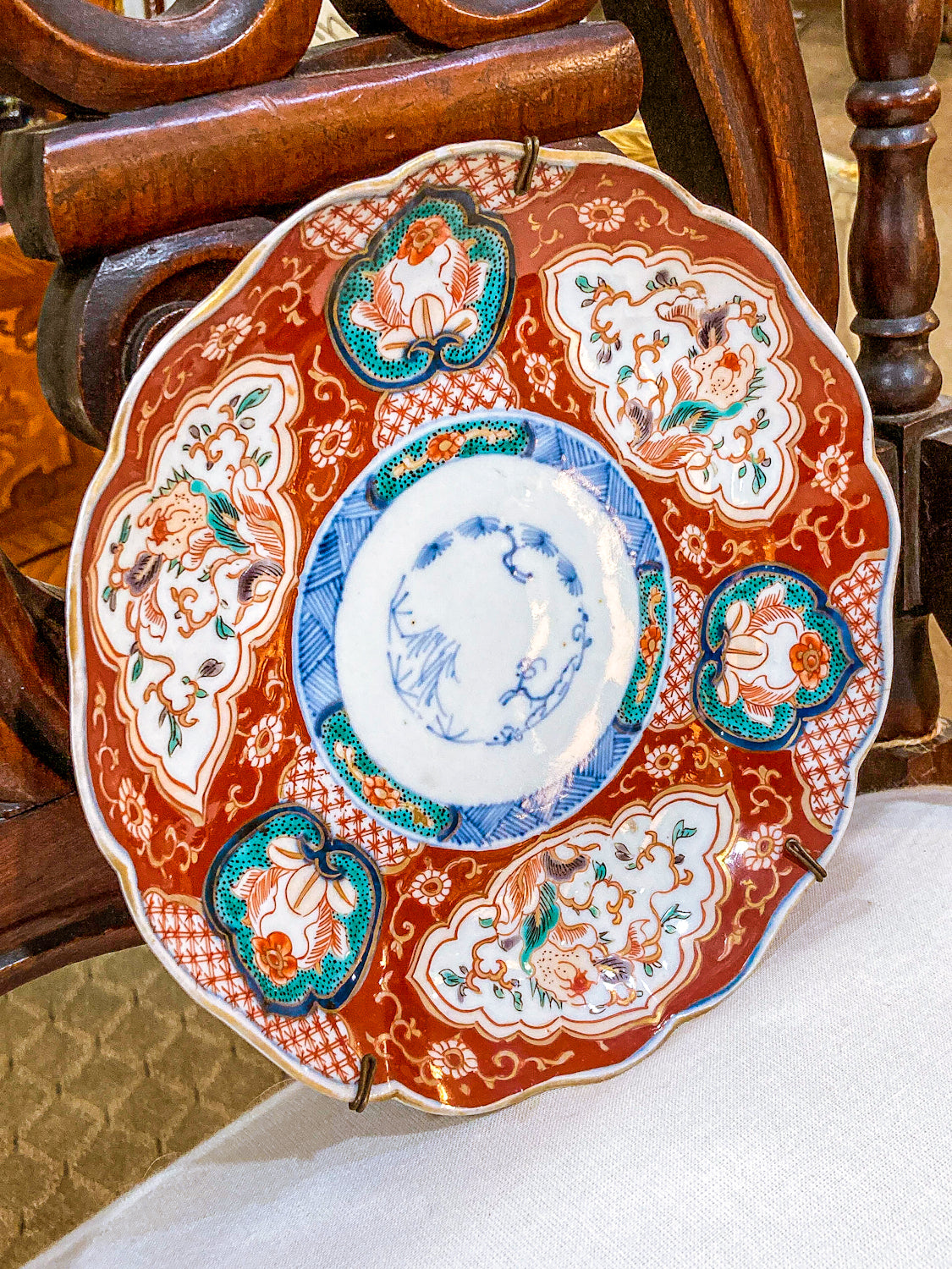 Antique Fuki Chosun Floral Multicolor Japanese Imari Meiji Porcelain Plate