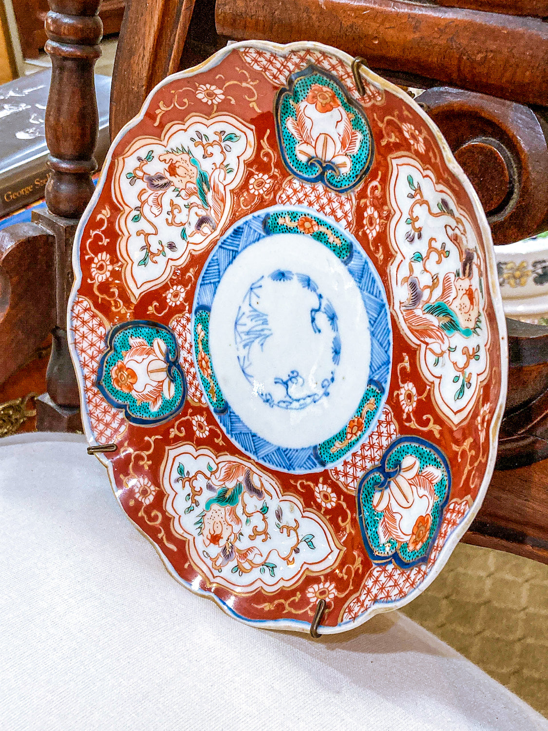 Antique Fuki Chosun Floral Multicolor Japanese Imari Meiji Porcelain Plate