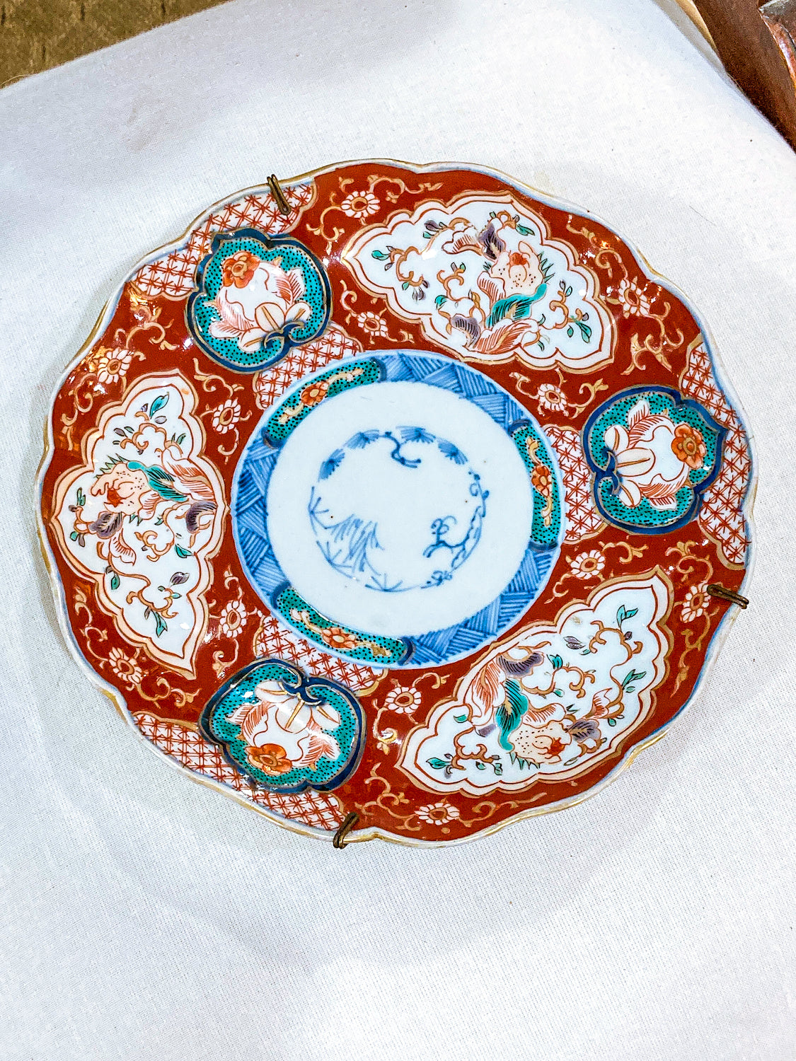 Antique Fuki Chosun Floral Multicolor Japanese Imari Meiji Porcelain Plate