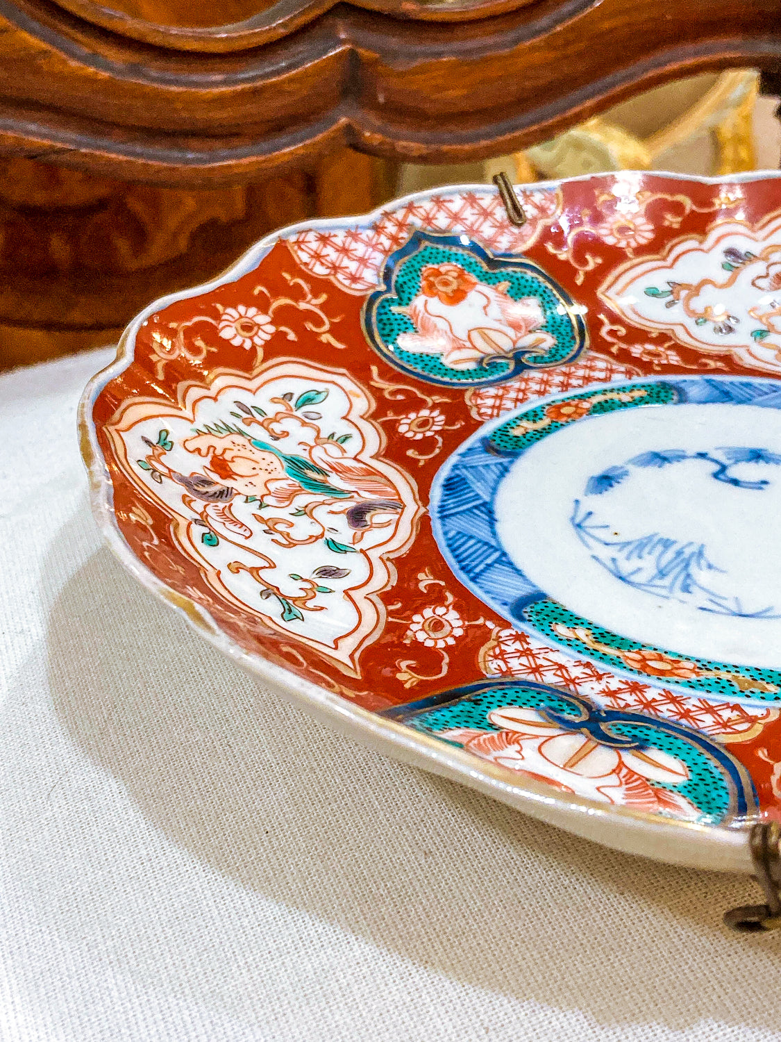 Antique Fuki Chosun Floral Multicolor Japanese Imari Meiji Porcelain Plate