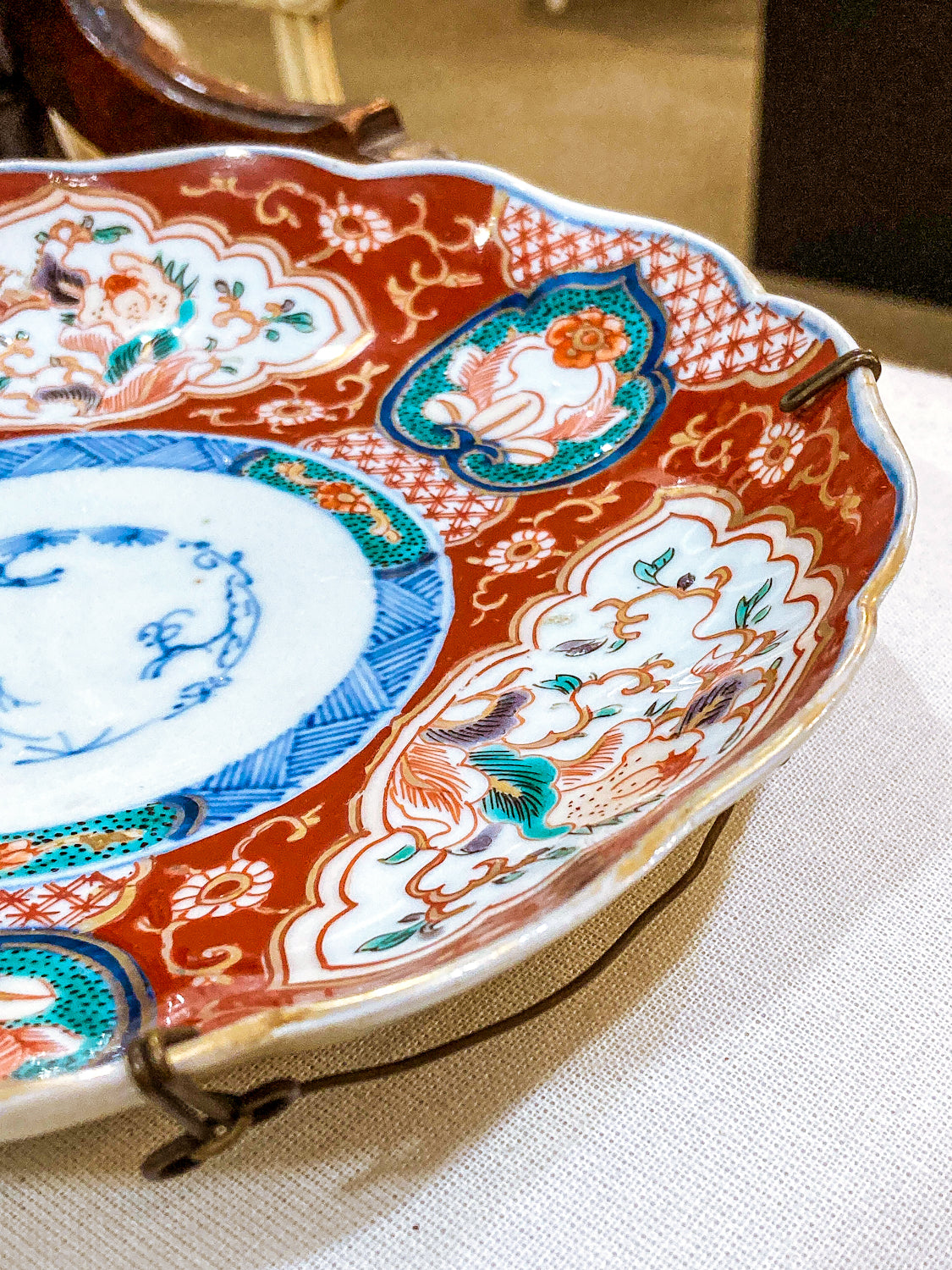 Antique Fuki Chosun Floral Multicolor Japanese Imari Meiji Porcelain Plate