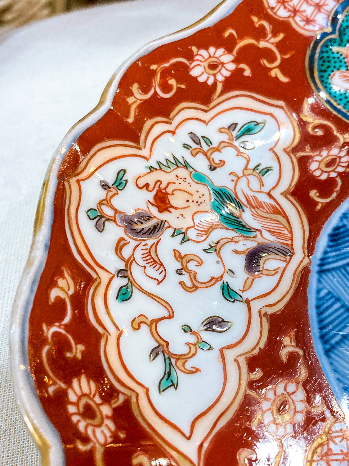Antique Fuki Chosun Floral Multicolor Japanese Imari Meiji Porcelain Plate