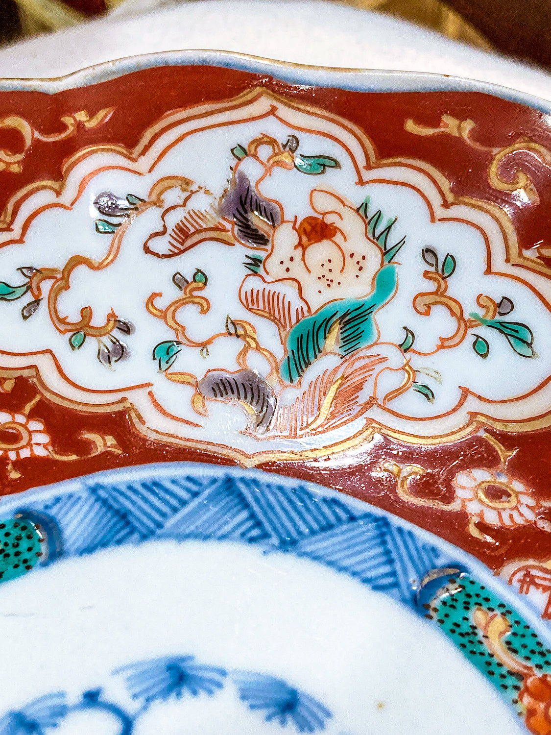 Antique Fuki Chosun Floral Multicolor Japanese Imari Meiji Porcelain Plate