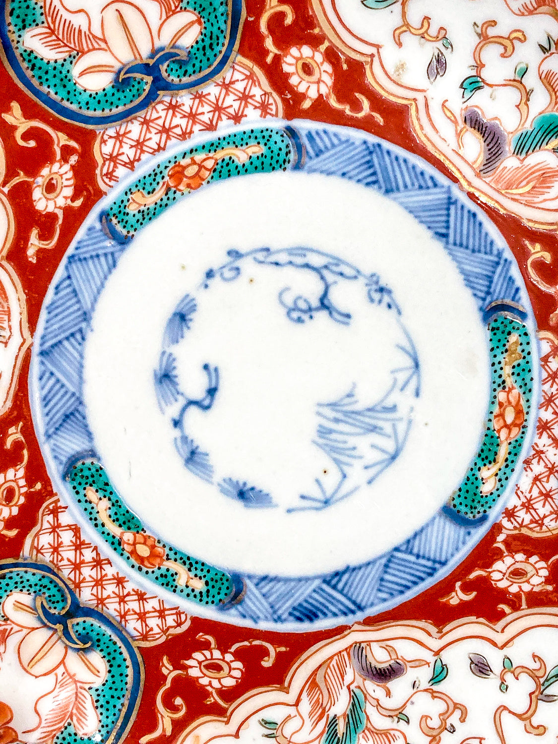 Antique Fuki Chosun Floral Multicolor Japanese Imari Meiji Porcelain Plate