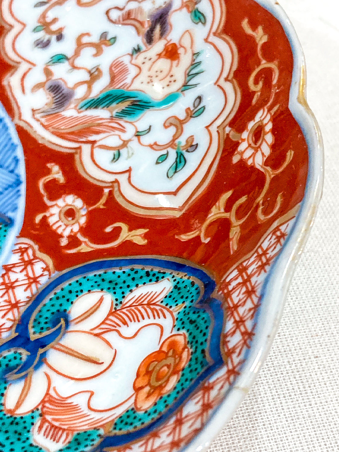 Antique Fuki Chosun Floral Multicolor Japanese Imari Meiji Porcelain Plate