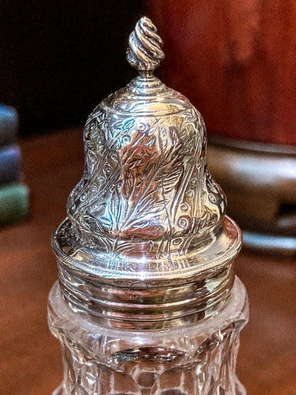 Antique Georgian Robert Makepeace English Sterling Silver Glass Cruet Set