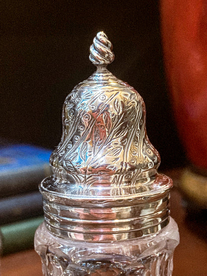 Antique Georgian Robert Makepeace English Sterling Silver Glass Cruet Set