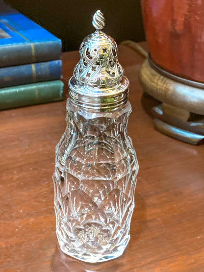 Antique Georgian Robert Makepeace English Sterling Silver Glass Cruet Set