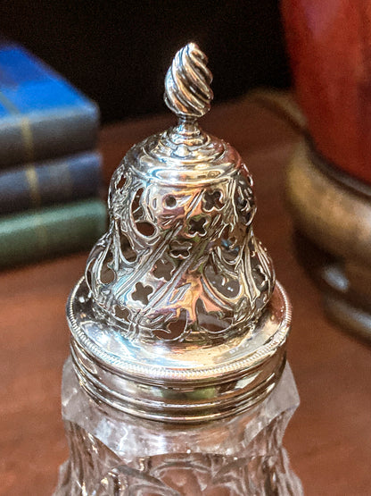 Antique Georgian Robert Makepeace English Sterling Silver Glass Cruet Set