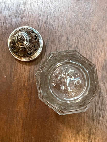 Antique Georgian Robert Makepeace English Sterling Silver Glass Cruet Set