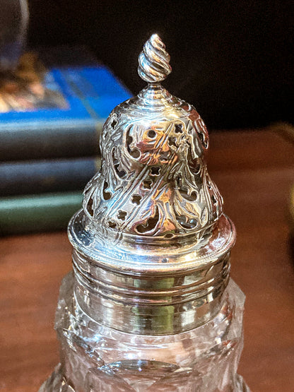 Antique Georgian Robert Makepeace English Sterling Silver Glass Cruet Set