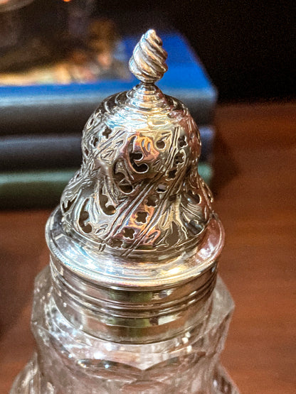 Antique Georgian Robert Makepeace English Sterling Silver Glass Cruet Set