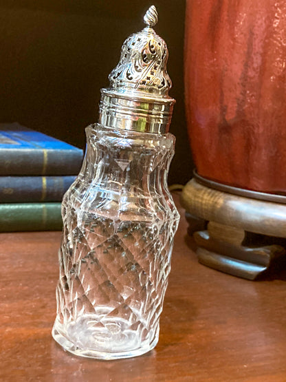 Antique Georgian Robert Makepeace English Sterling Silver Glass Cruet Set