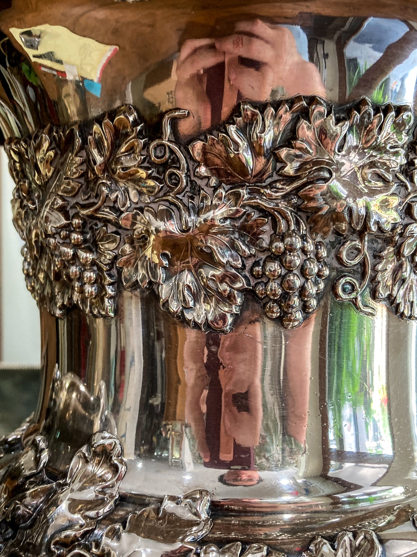 Antique Georgian Style Oak Fruit Motif Sheffield Silver Plated Champagne Bucket