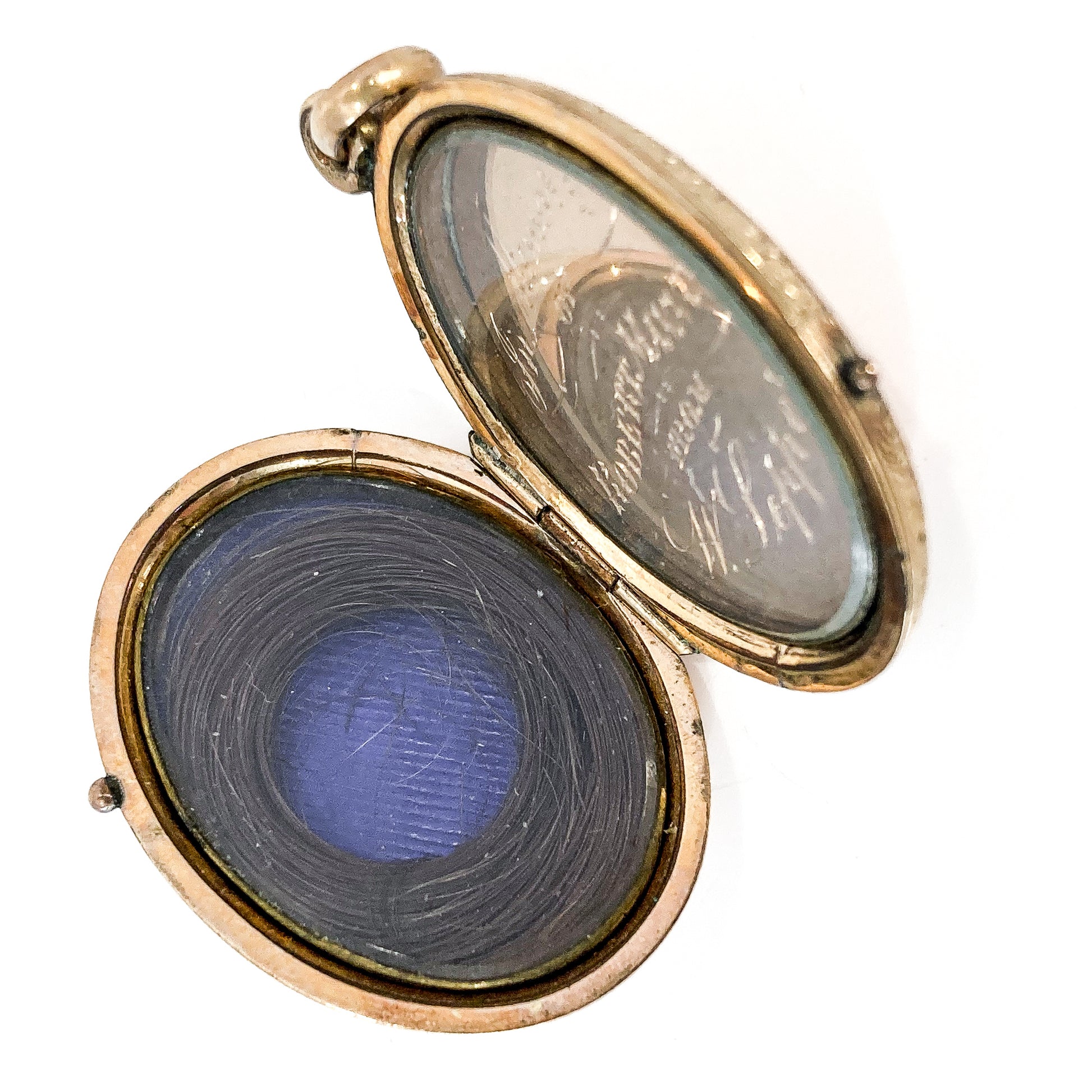 Antique Gold Filled Oval Floral Engraved Mourning Hair Locket