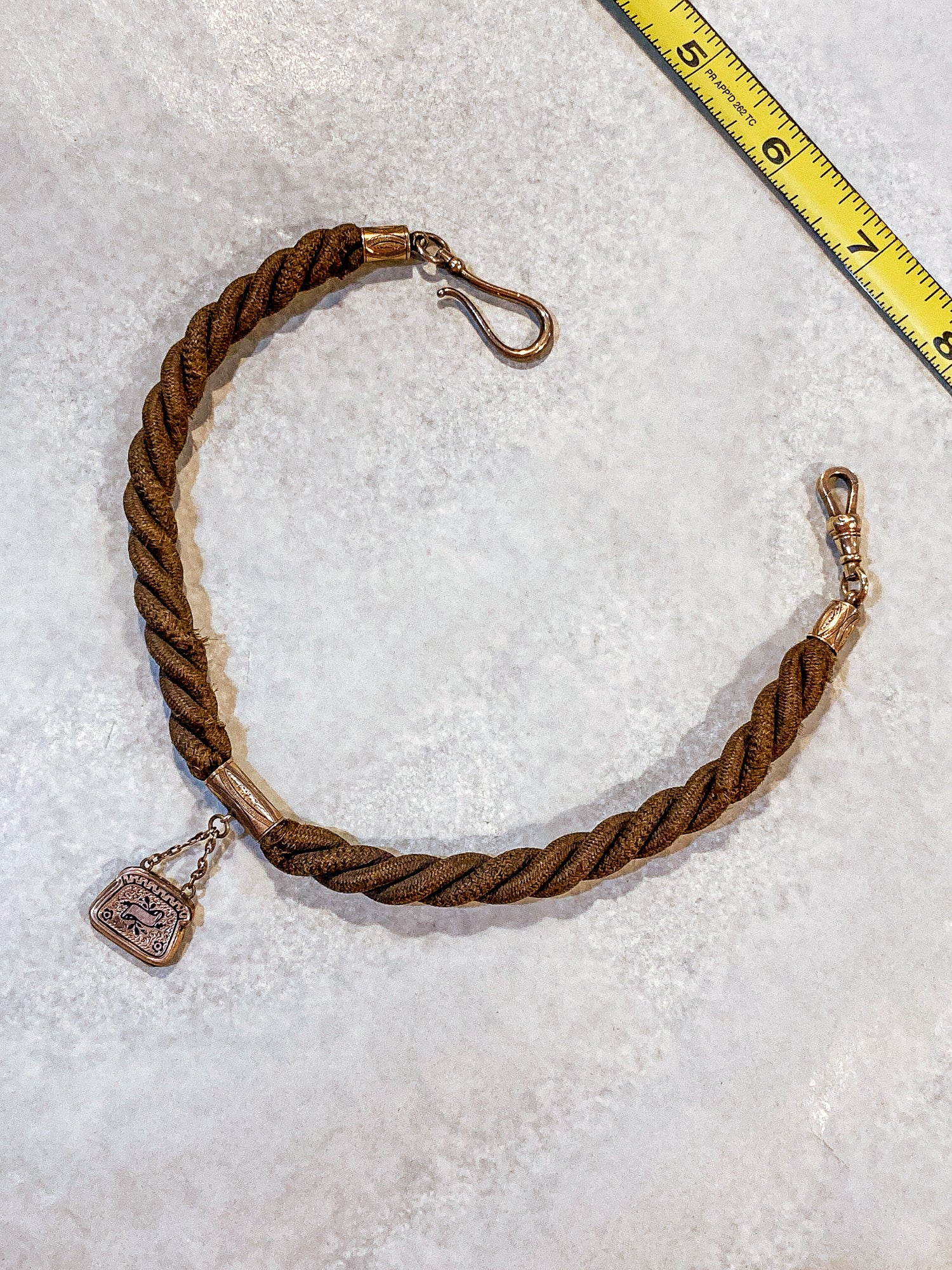 Antique Gold Filled Victorian Hair Braided Mourning Watch Chain Locket