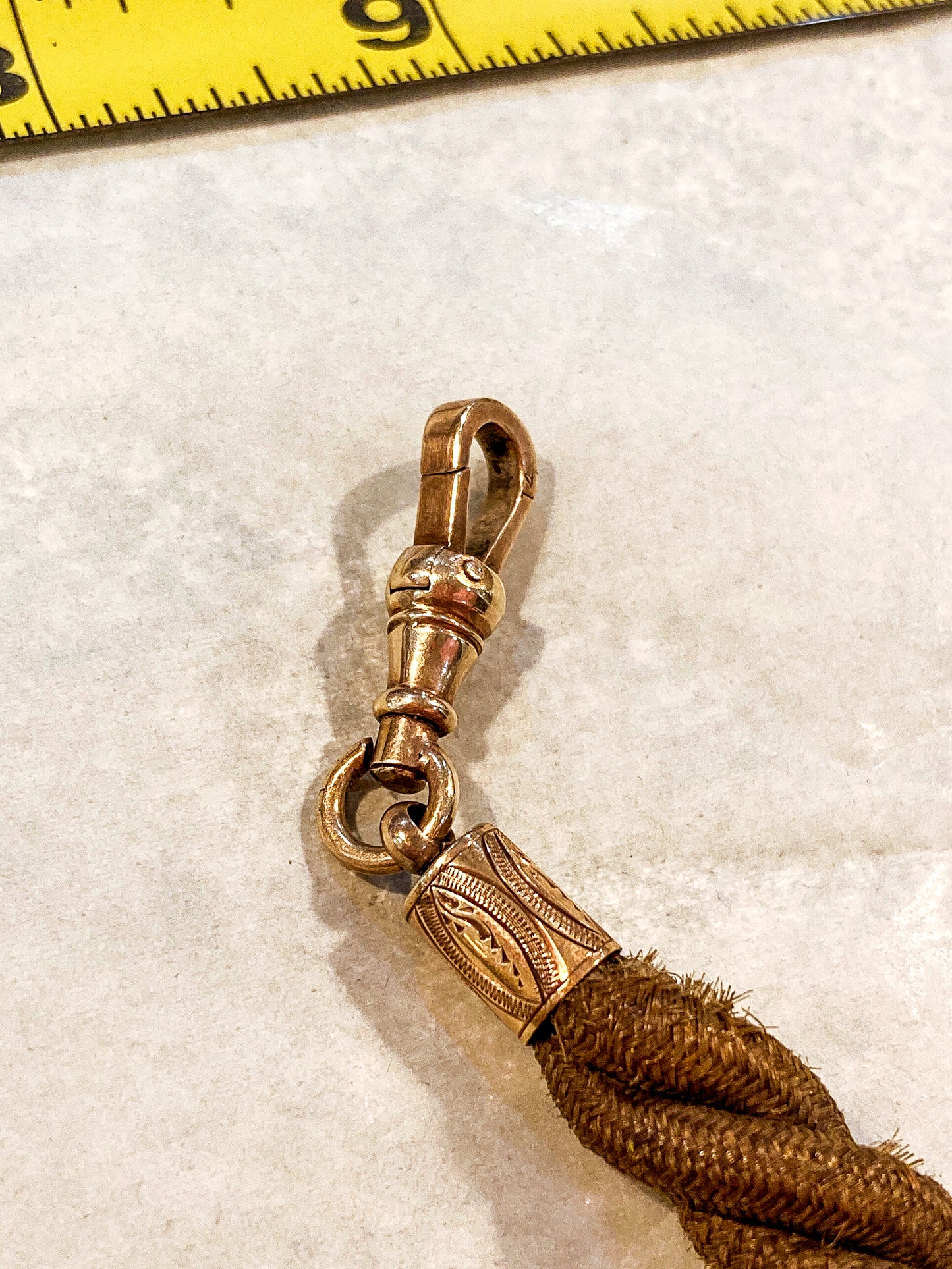 Antique Gold Filled Victorian Hair Braided Mourning Watch Chain Locket