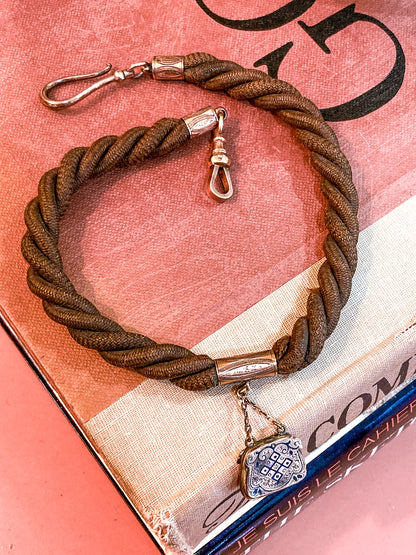 Antique Gold Filled Victorian Hair Braided Mourning Watch Chain Locket