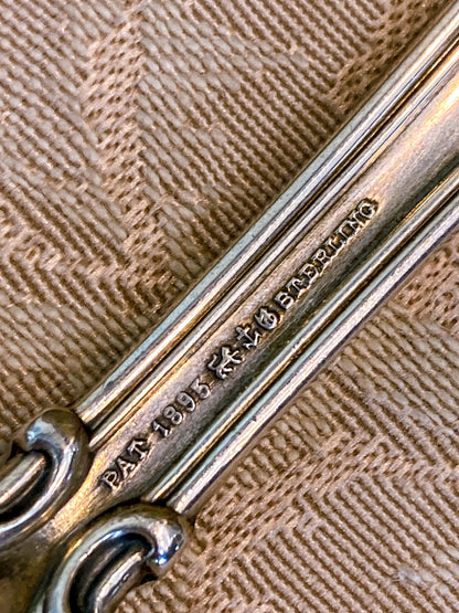 Antique Gorham Chantilly Sterling Silver Spoon Fork Salad Serving Set