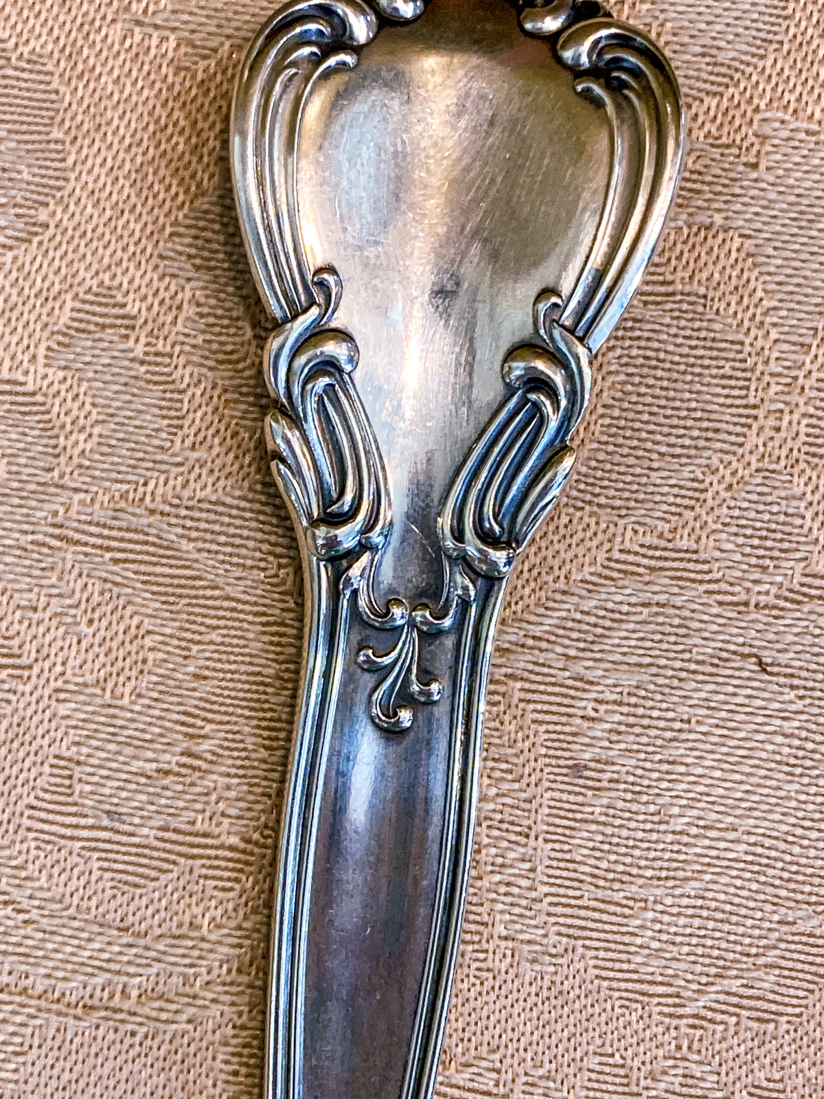Antique Gorham Chantilly Sterling Silver Spoon Fork Salad Serving Set