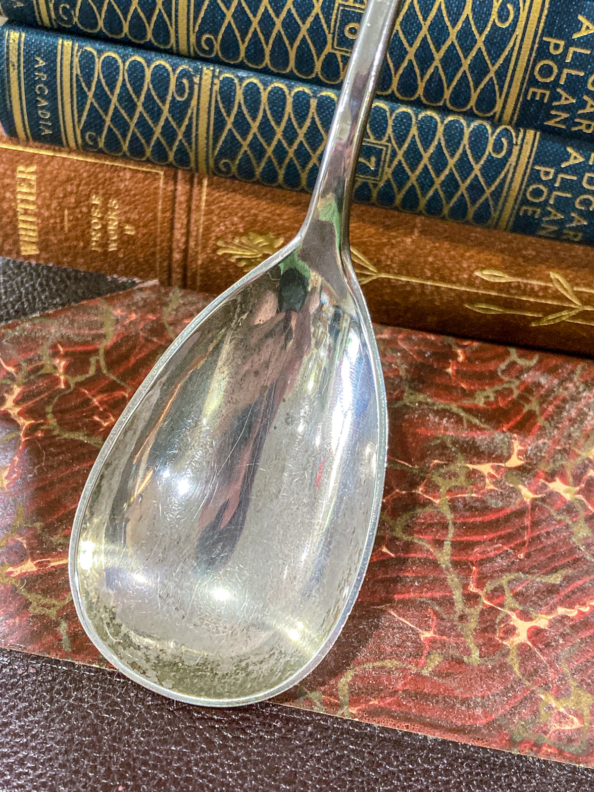 Antique Sterling Silver Hand Hammered Stuffing Spoon