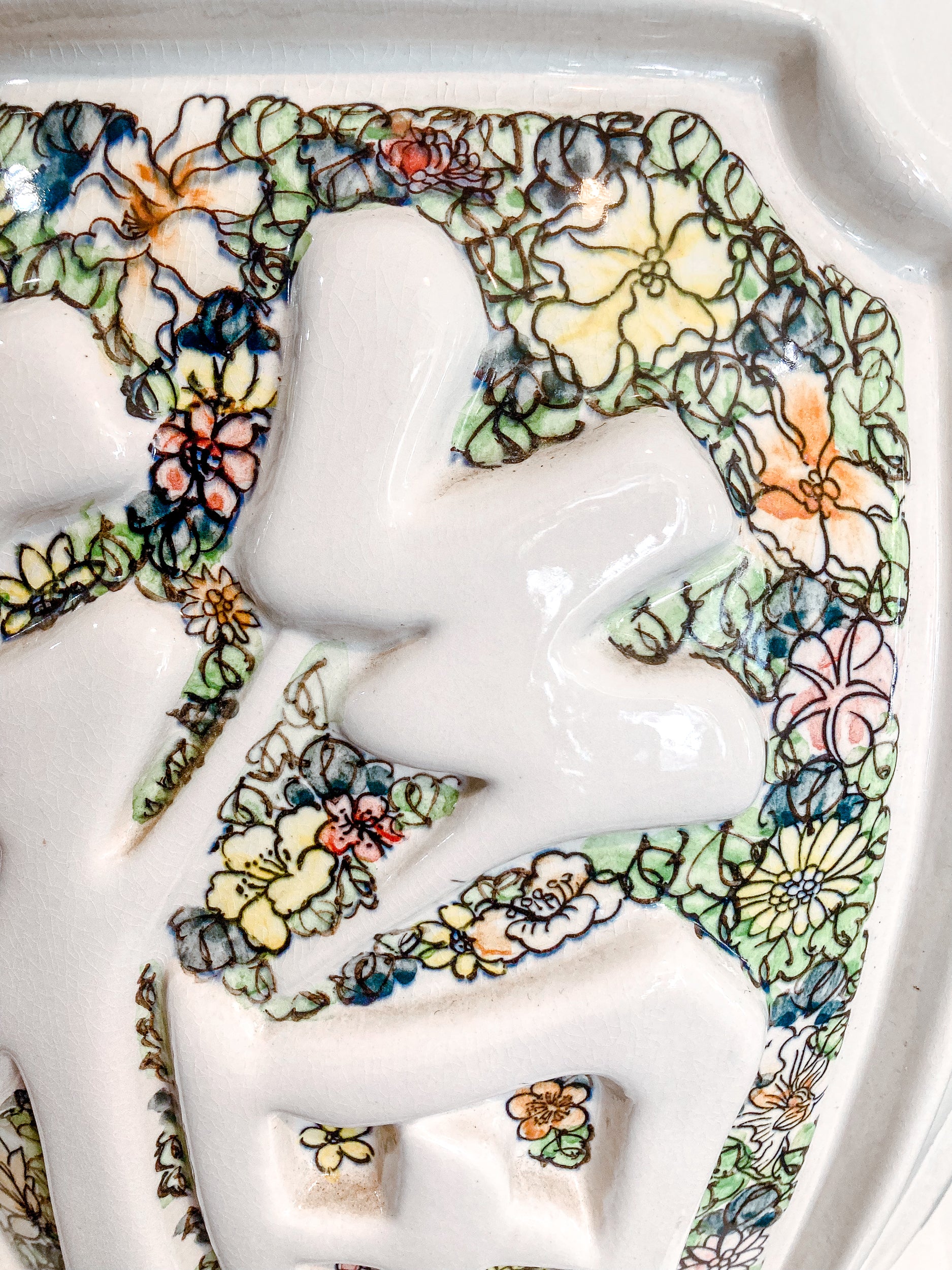 Antique Inspired Vintage Polychrome Floral Ceramic Chinese Garden Stool