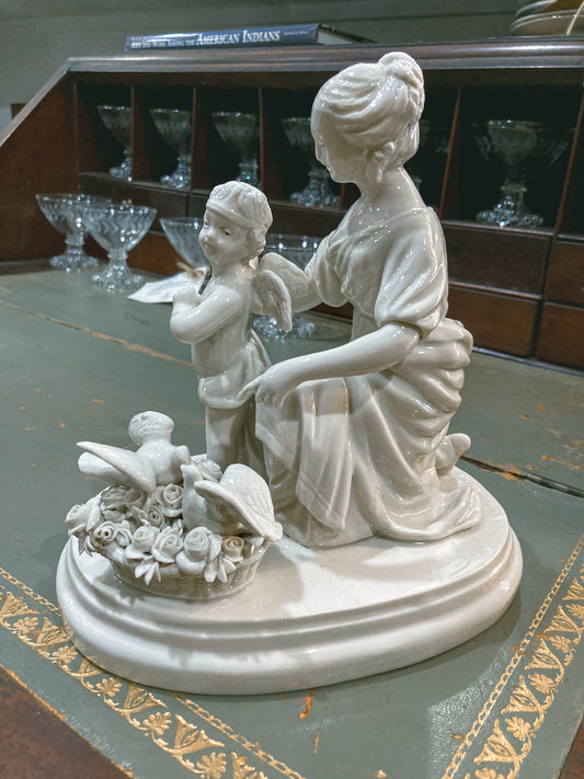 Antique Italian Blanc de Chine Aphrodite Cherub Dove Group Porcelain Figurine