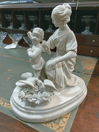 Antique Italian Blanc de Chine Aphrodite Cherub Dove Group Porcelain Figurine