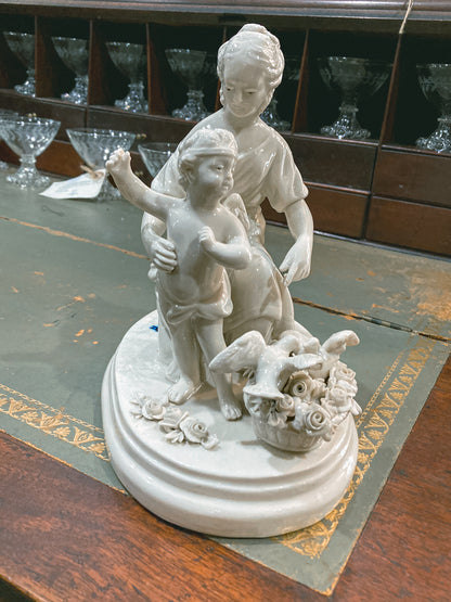 Antique Italian Blanc de Chine Aphrodite Cherub Dove Group Porcelain Figurine