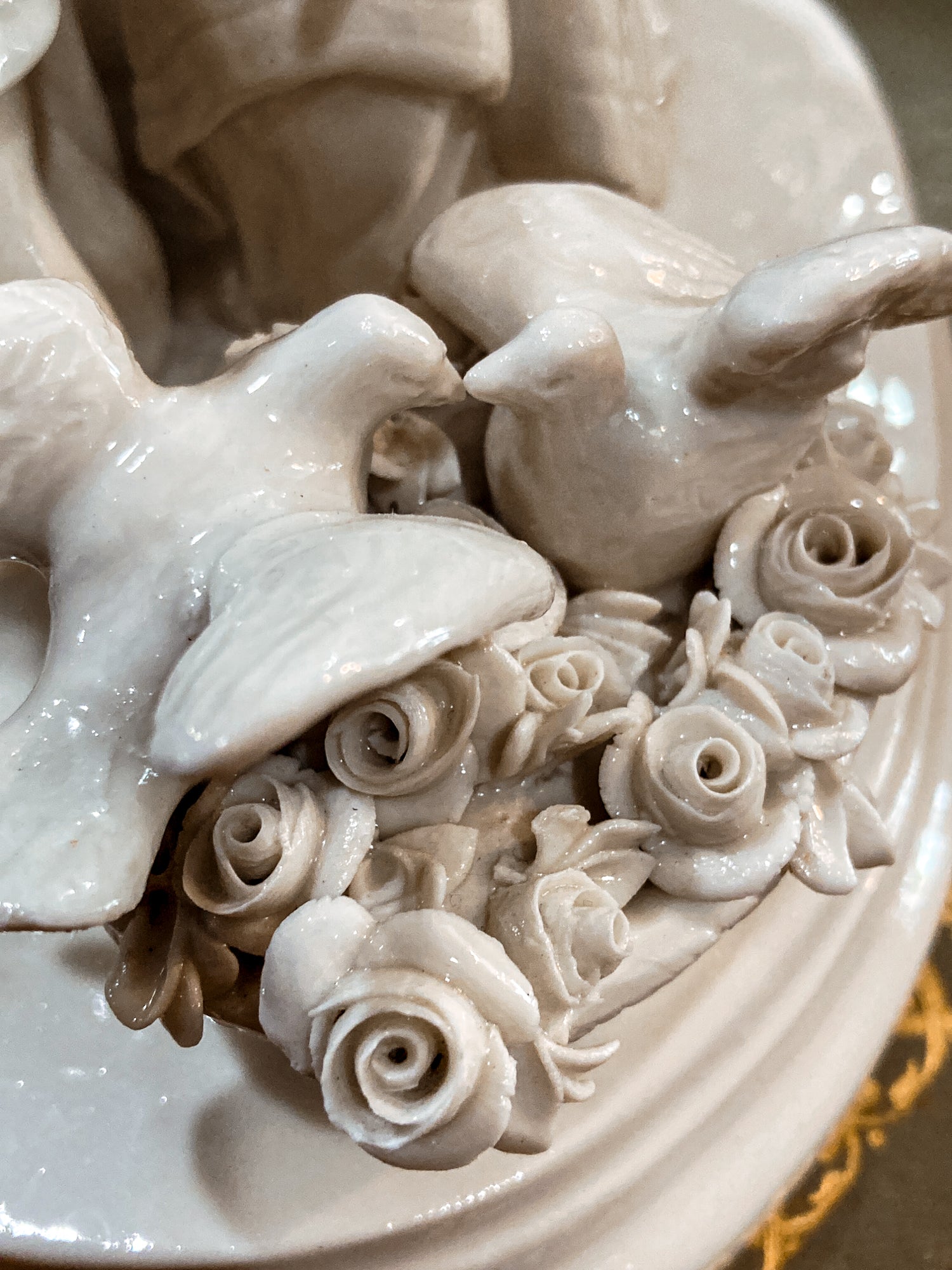 Antique Italian Blanc de Chine Aphrodite Cherub Dove Group Porcelain Figurine