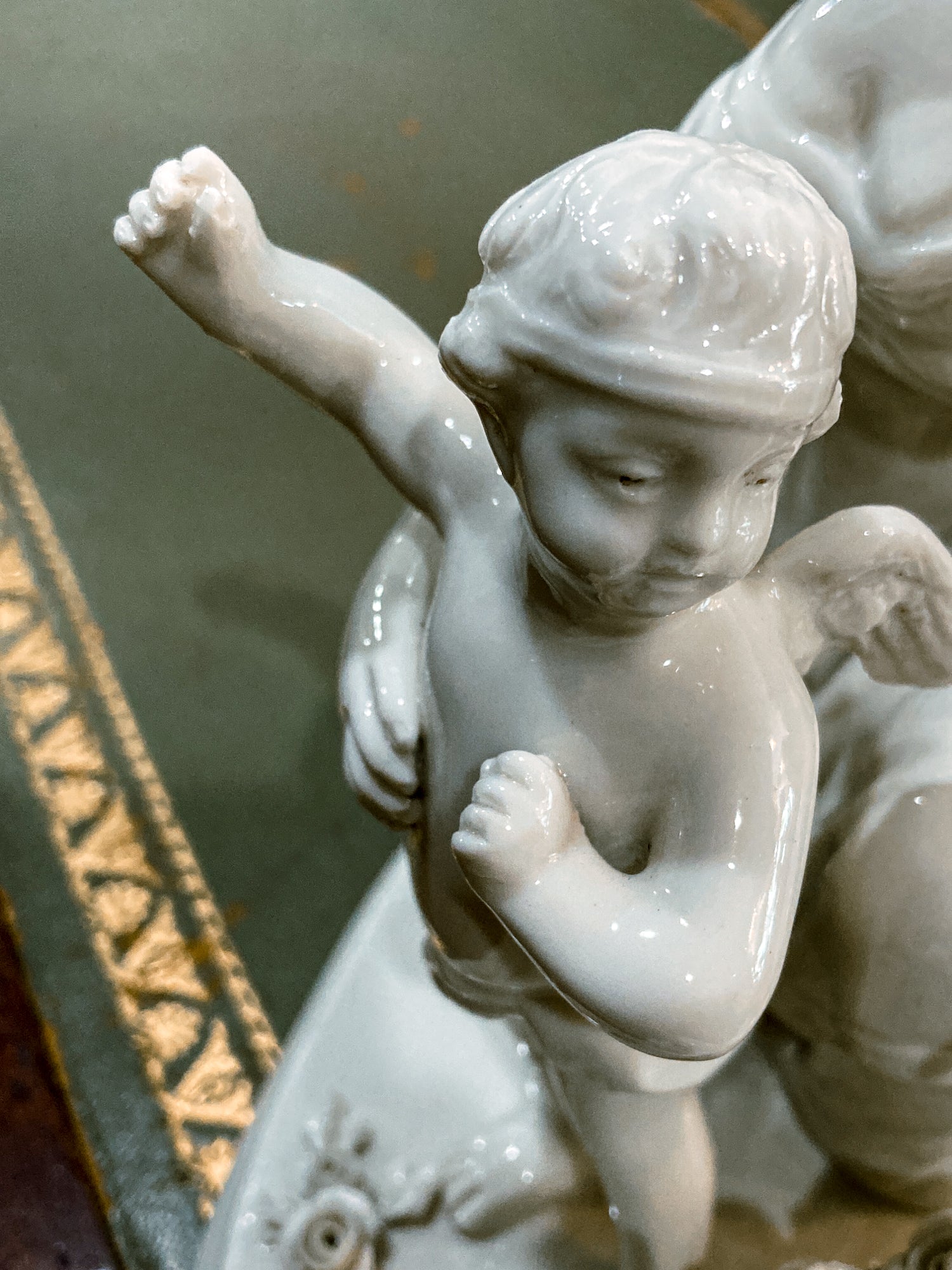 Antique Italian Blanc de Chine Aphrodite Cherub Dove Group Porcelain Figurine