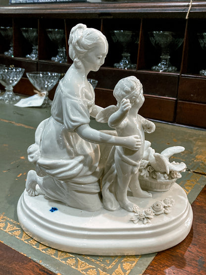 Antique Italian Blanc de Chine Aphrodite Cherub Dove Group Porcelain Figurine