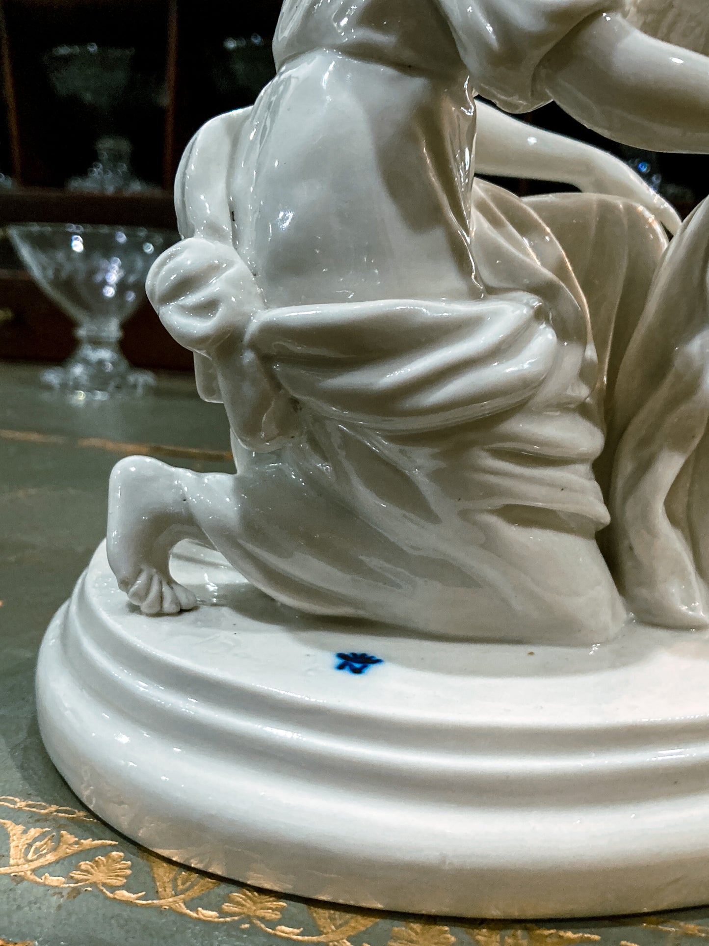 Antique Italian Blanc de Chine Aphrodite Cherub Dove Group Porcelain Figurine