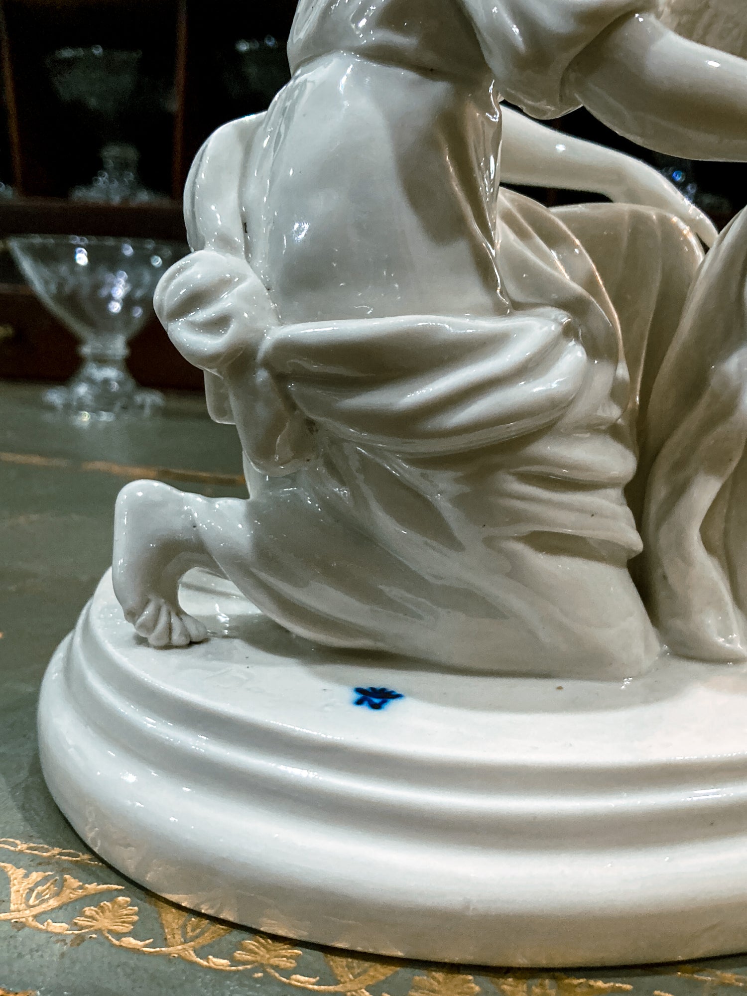 Antique Italian Blanc de Chine Aphrodite Cherub Dove Group Porcelain Figurine