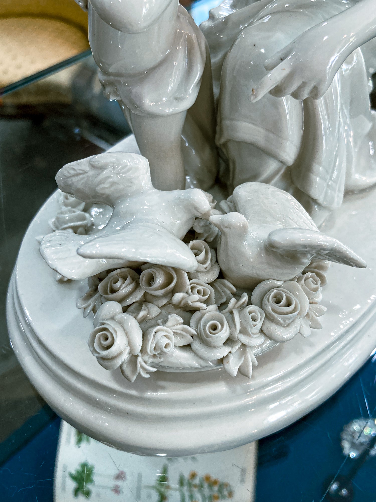 Antique Italian Blanc de Chine Aphrodite Cherub Dove Group Porcelain Figurine