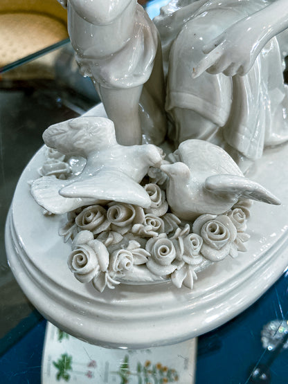 Antique Italian Blanc de Chine Aphrodite Cherub Dove Group Porcelain Figurine