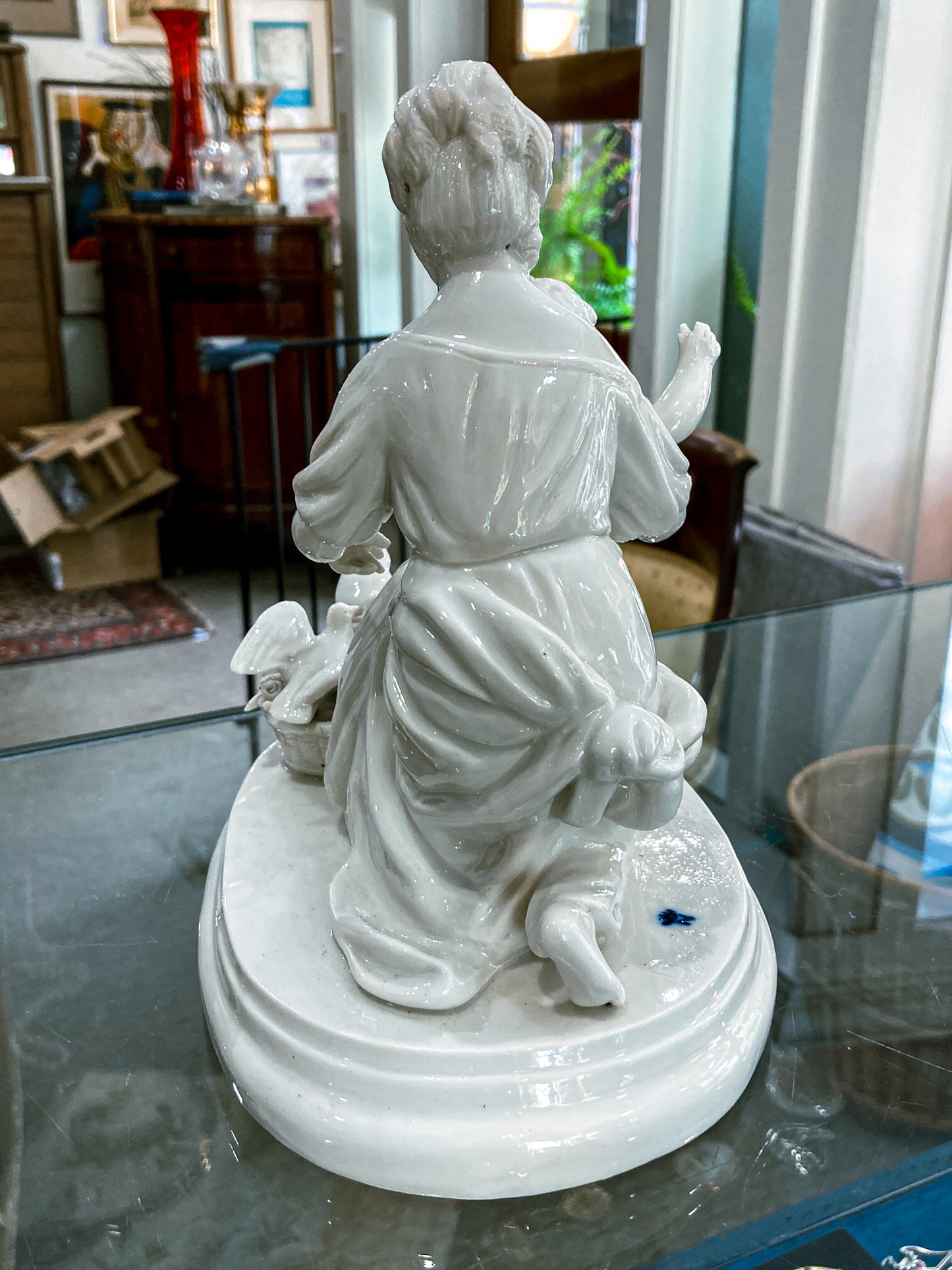 Antique Italian Blanc de Chine Aphrodite Cherub Dove Group Porcelain Figurine