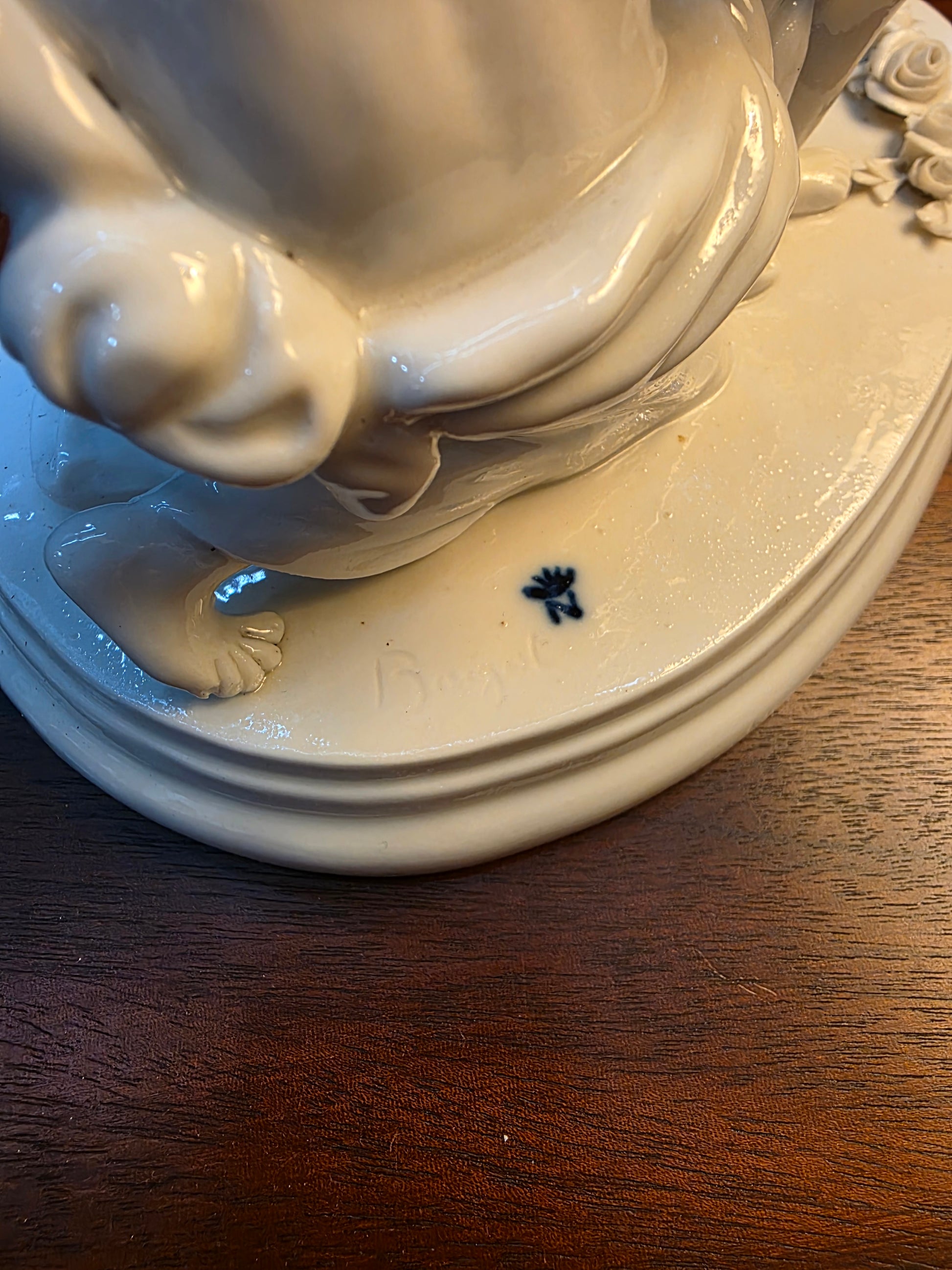 Antique Italian Blanc de Chine Aphrodite Cherub Dove Group Porcelain Figurine