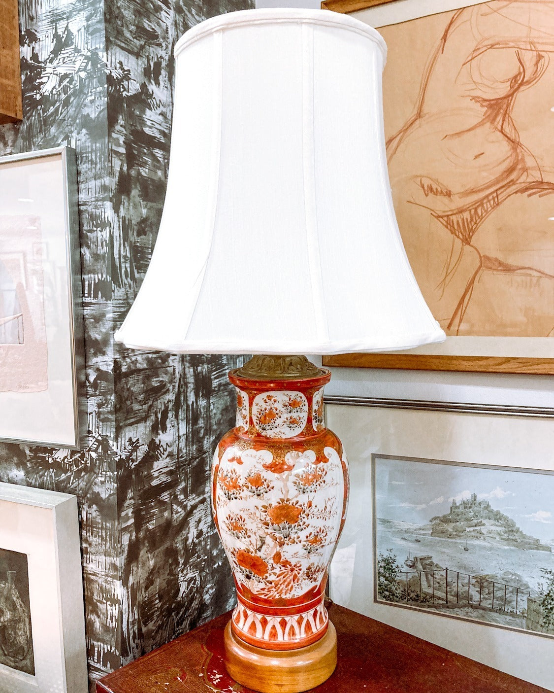 Hand painted porcelain 2024 lamp