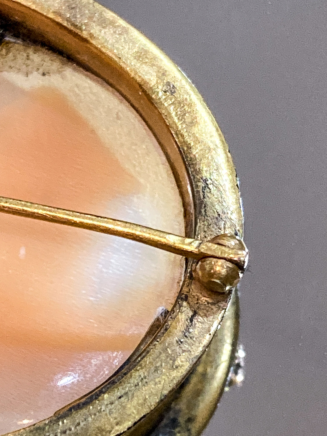 Antique Late 19th Century Gold Filled Landscape Shell Cameo Oval Brooch Pin