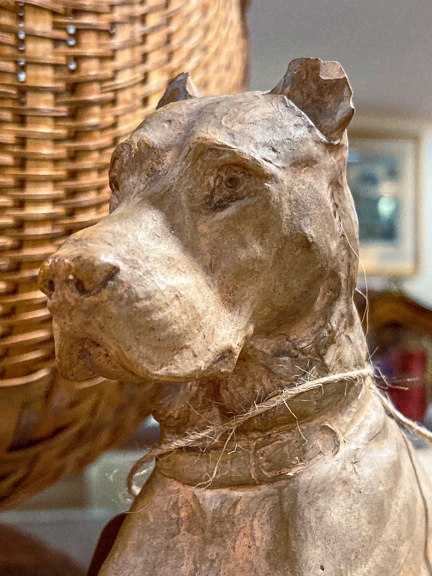 Antique Lauritz Jensen Terracotta Recumbent Great Dane Dog Sculpture